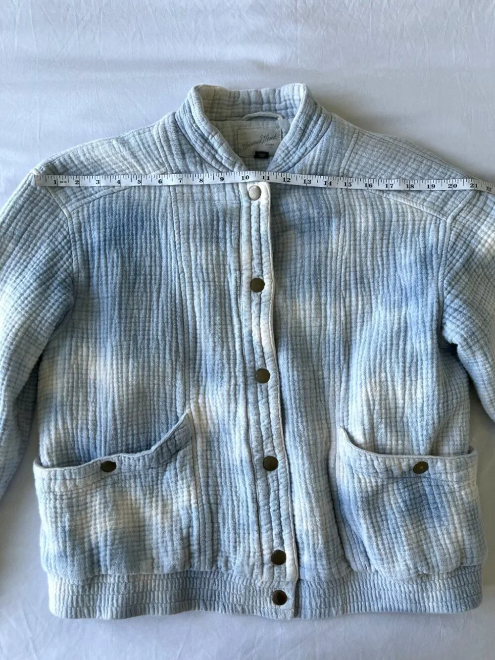 Universal Thread Blue & White Tie-Dye Quilted Jacket - Cotton Bomber Style - M